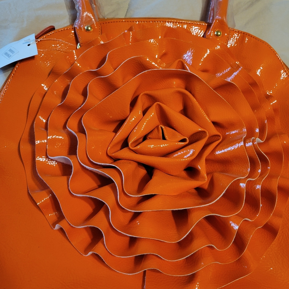 Orange Ruffled Women's Handbag - Picture 11 of 16
